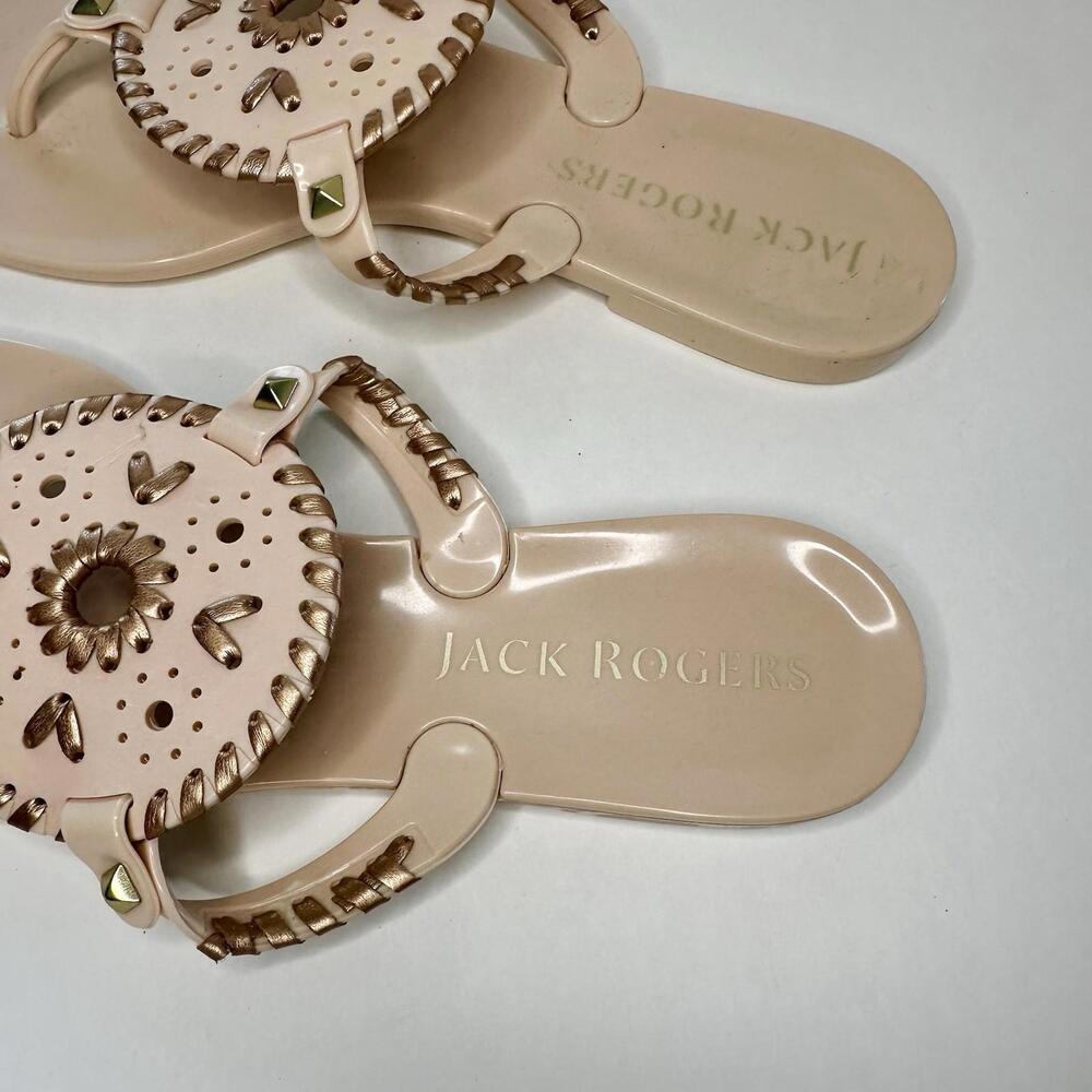 Jack Rogers Georgica Blush Pink Jelly Thong Sandals Size 9 Gold Leather MSRP $60 - Picture 2 of 8
